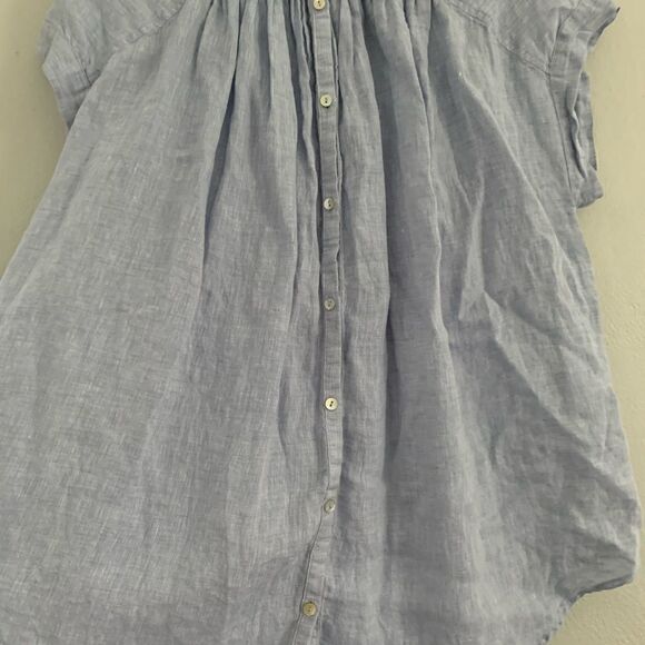 Artisan*NY 100% linen button down light blue blouse woman’s size small - Picture 3 of 7
